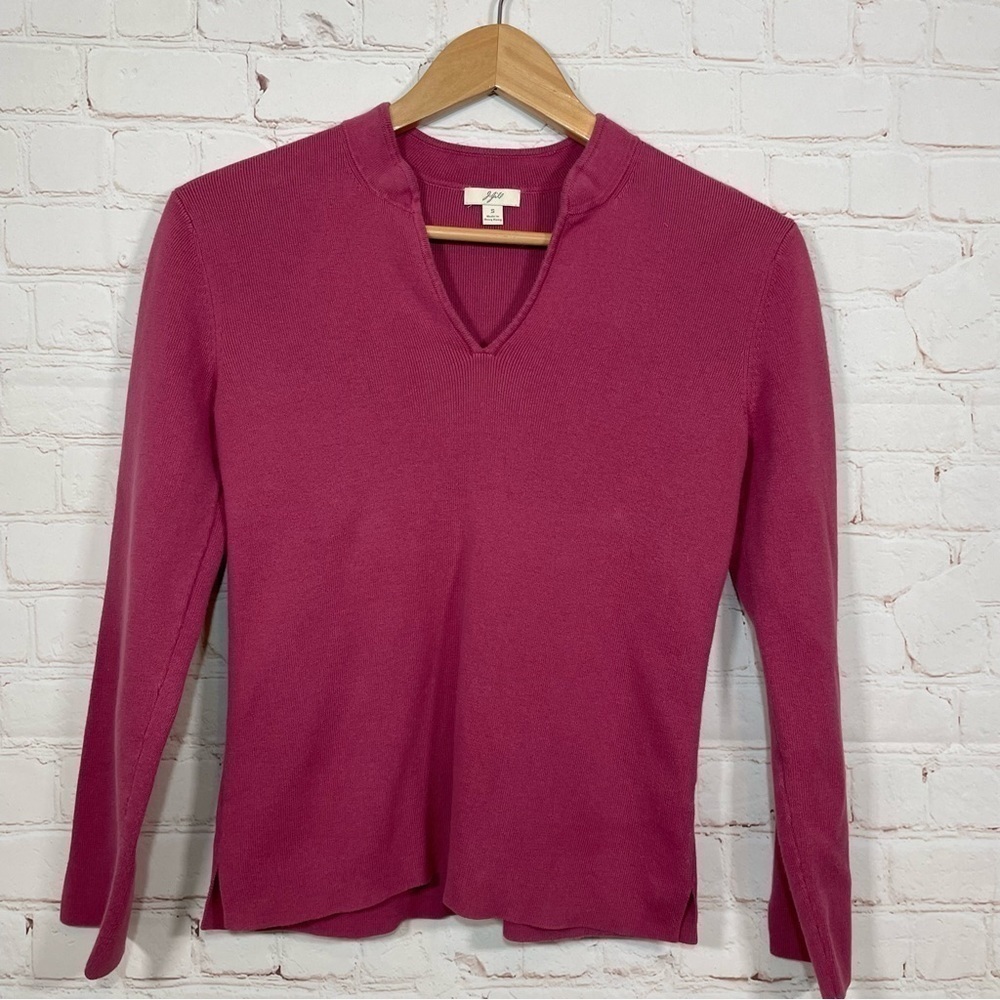 J. Jill Sweater Womens Size Small Pink Long Sleeve V-Neck Pullover Cotton